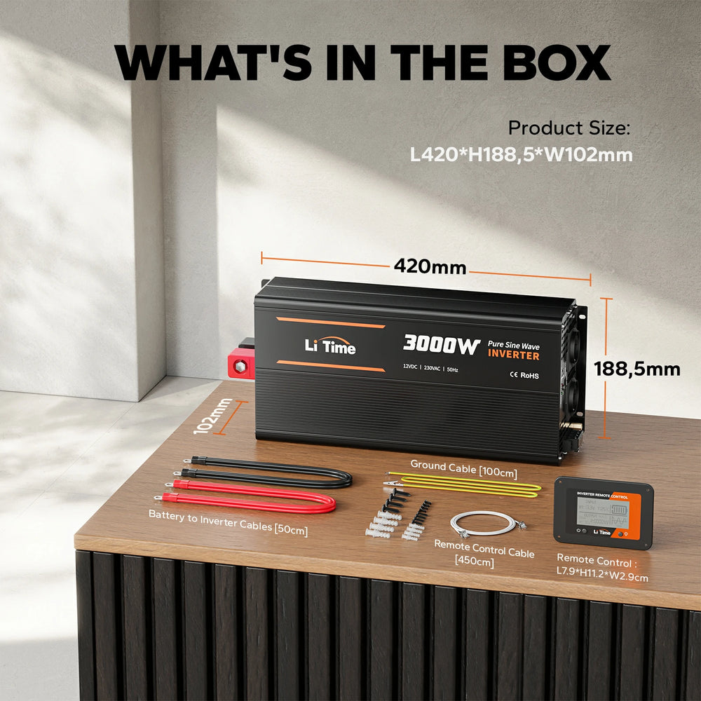 LiTime Onduleur 3000W Contenu Boîte Accessoires