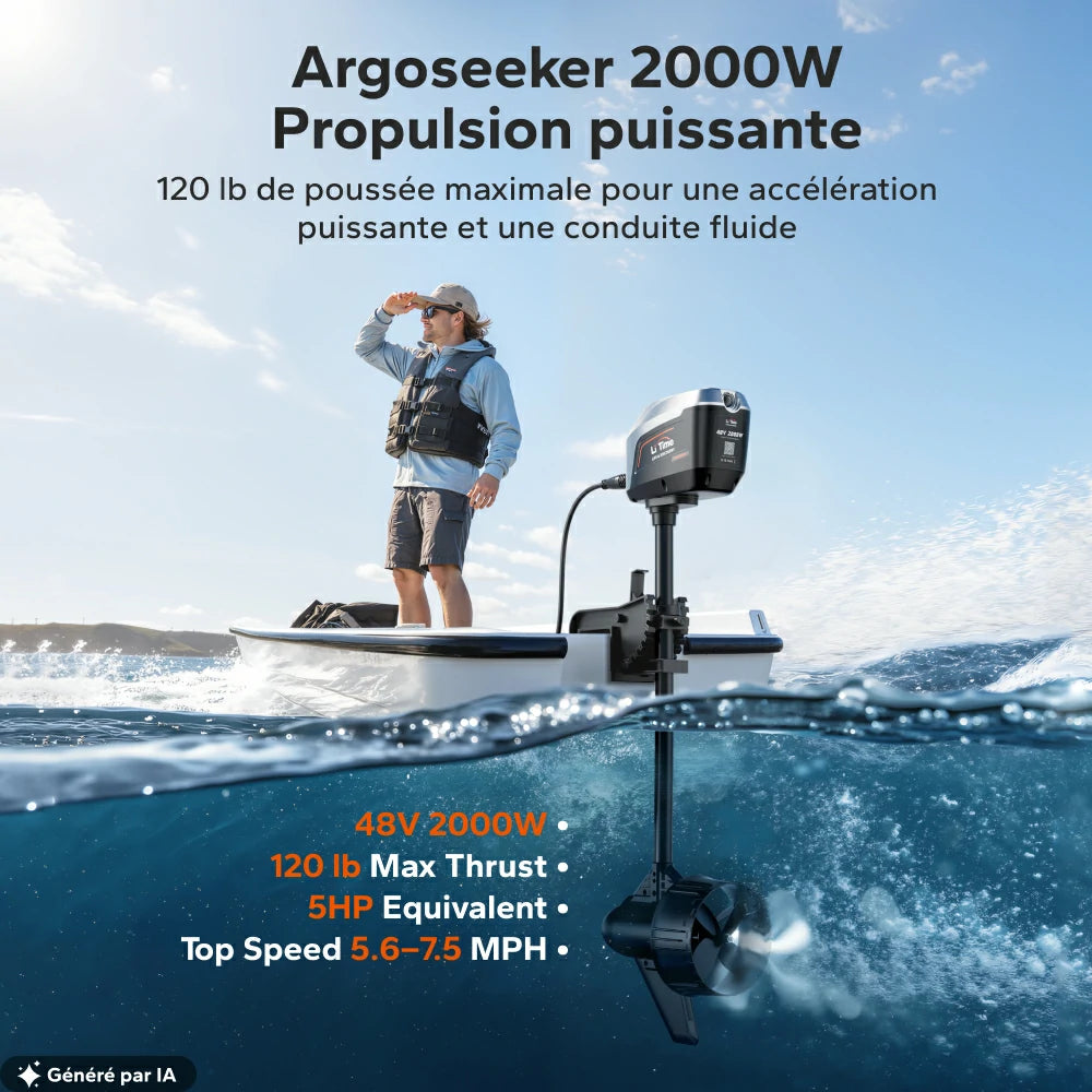 Propulsion puissante de 2000W avec 120 lb de poussée maximale pour bateau