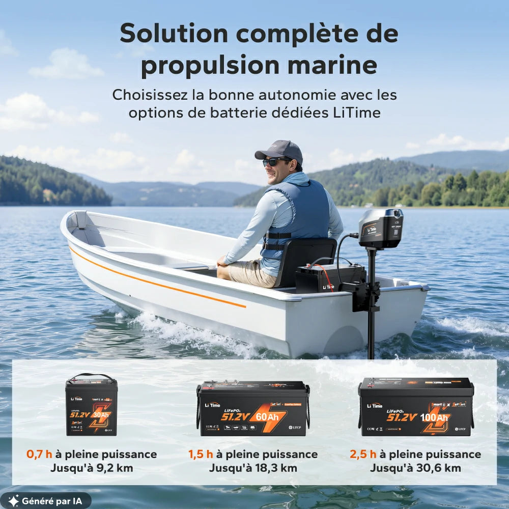 Solution complète de propulsion marine avec options de batteries LiFePO₄ 48V LiTime