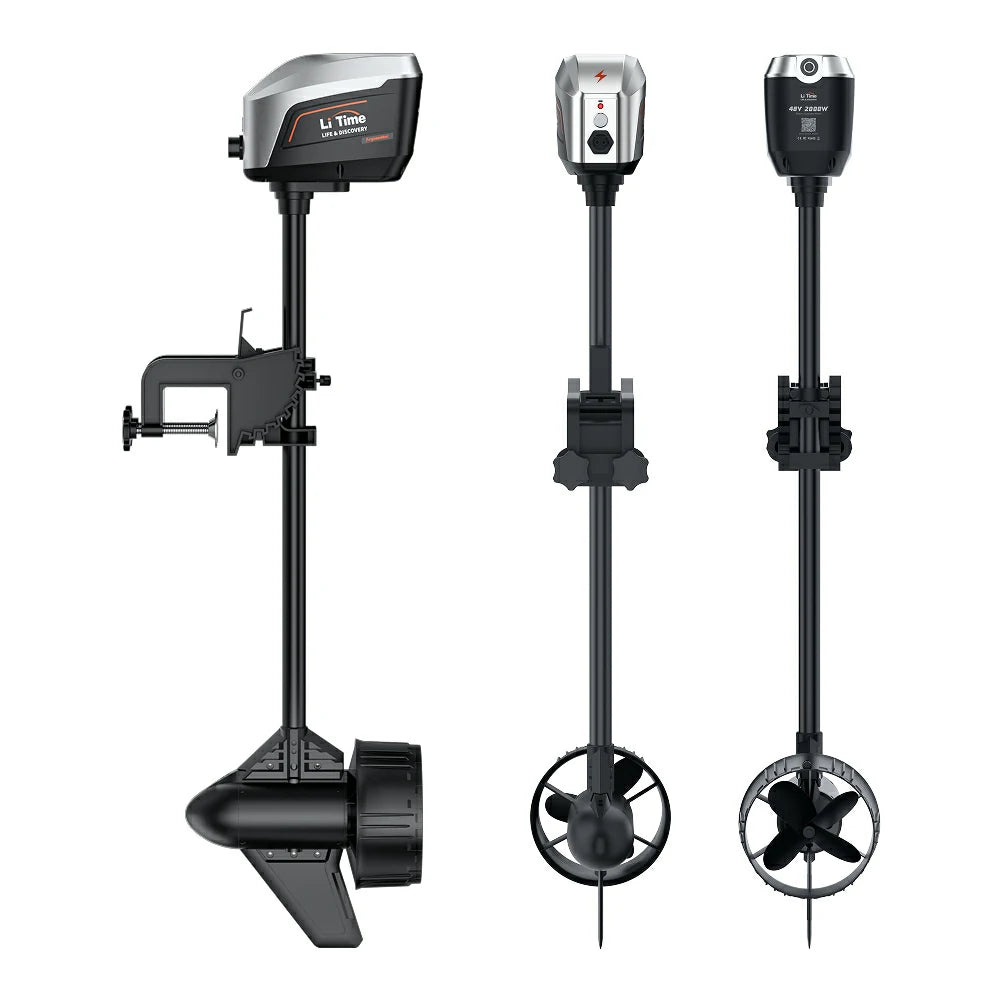 Vues multiples du moteur électrique LiTime 2000W pour petites embarcations